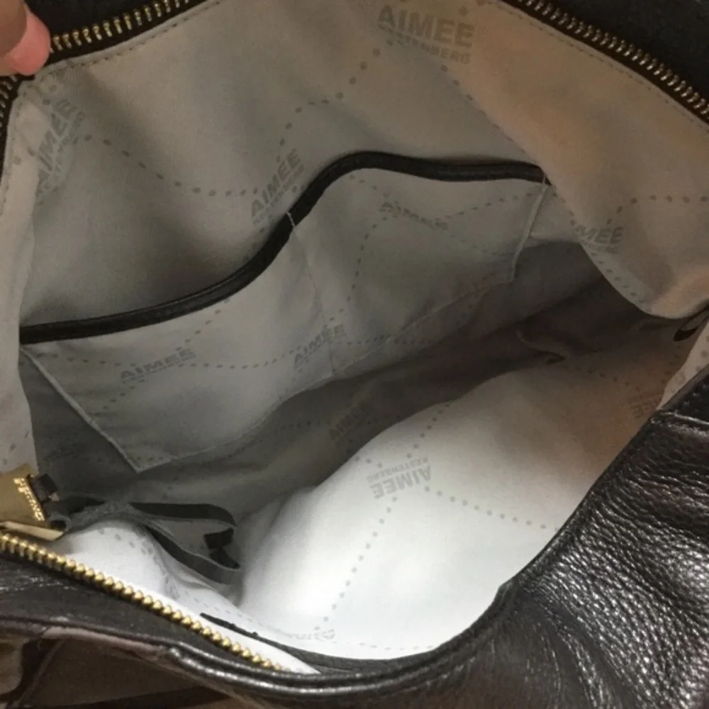 Vintage Aimee Kestenberg Black Genuine Leather Suede Hobo Bag Handbag Boho Purse